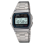 Casio Vintage A-158WA-1Q Digital Grey Dial Unisex Watch (Silver Metal Strap)
