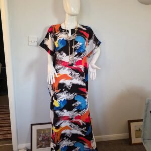 Abstract Print Kaftan Dress