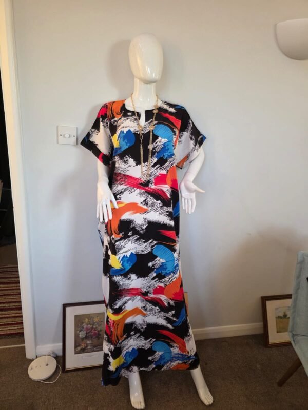 Abstract Print Kaftan Dress