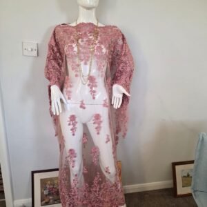 Rose Elegance Embroidered Lace Kaftan