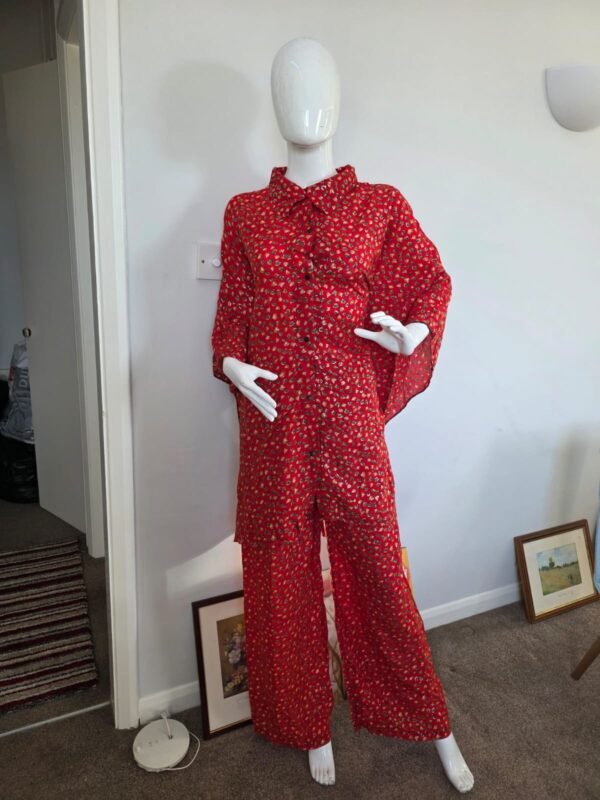 Red Two-Piece Palazzo Set