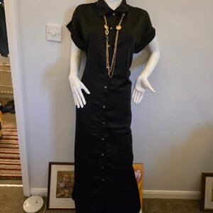 Classic Black Button-Down Shirt Dress