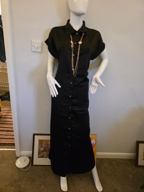 Classic Black Button-Down Shirt Dress