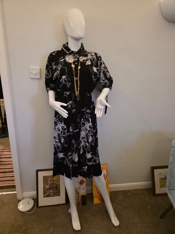 Midnight Bloom Shirt Dress