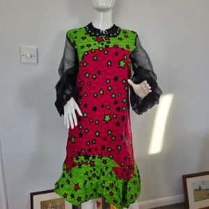 Starburst Mesh Sleeve Dress