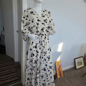 Monochrome Garden Wrap Dress